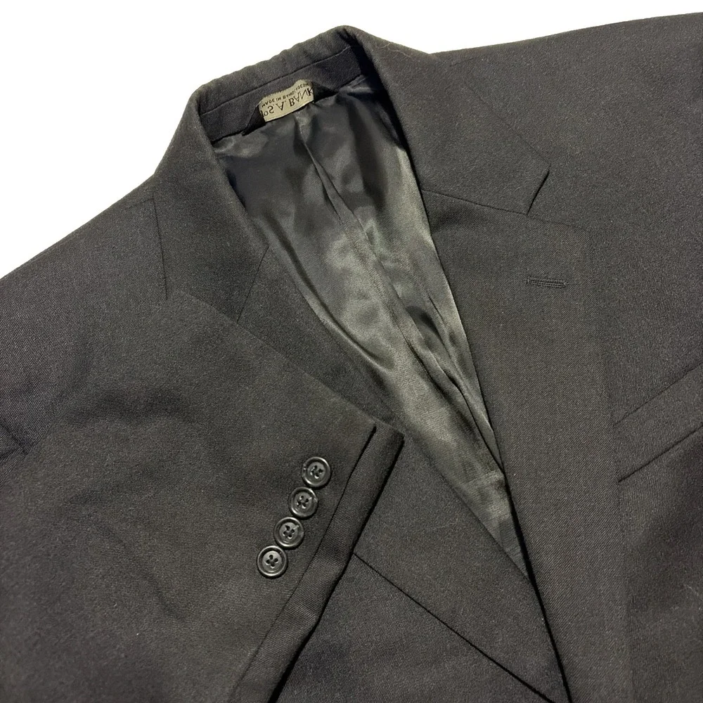 Jos A Bank Black Wool Cashmere Blazer Sport Coat Mens 40R Single Breasted